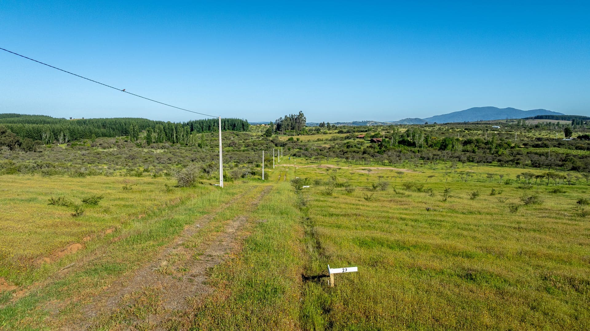 Vista aérea parcelas Huampuli, Región de Ñuble